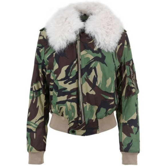 Rag & Bone camouflage shearling trim jacket - Picture 1 of 9
